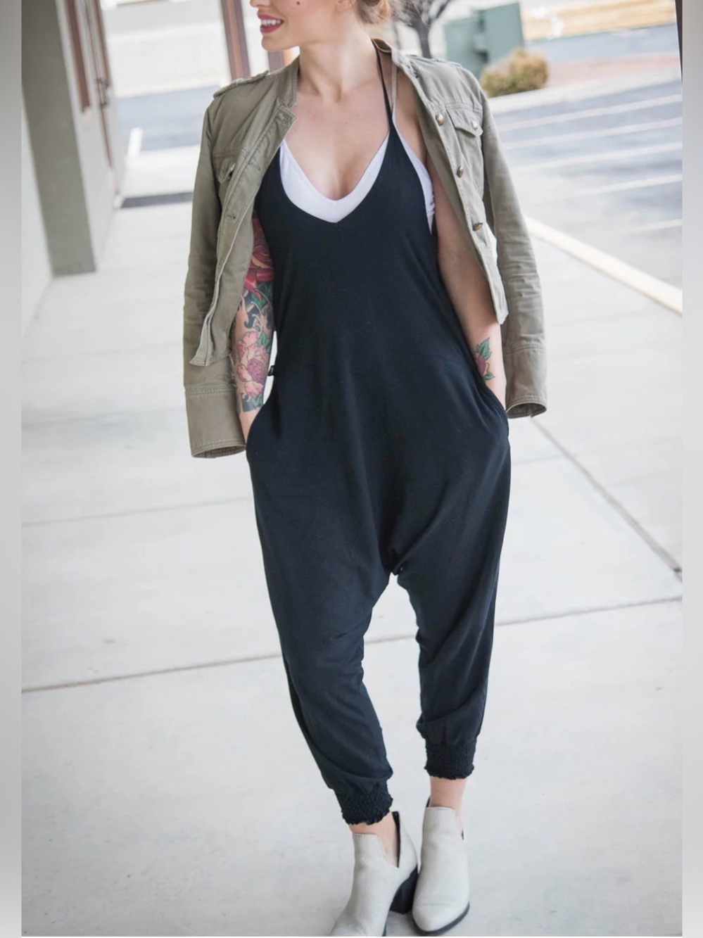 Buddha Pants the catsuit Black 100% Cotton Halter neck harem jumpsuit S